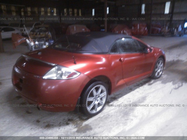 4A3AL35T48E031845 - 2008 MITSUBISHI ECLIPSE SPYDER GT RED photo 4