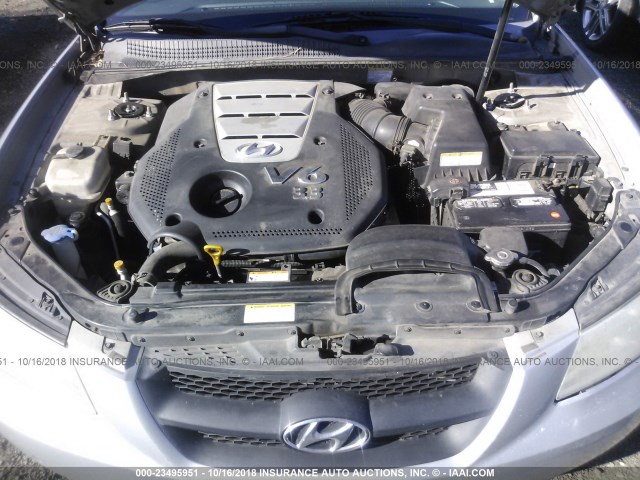 5NPEU46F36H026911 - 2006 HYUNDAI SONATA GLS/LX SILVER photo 10