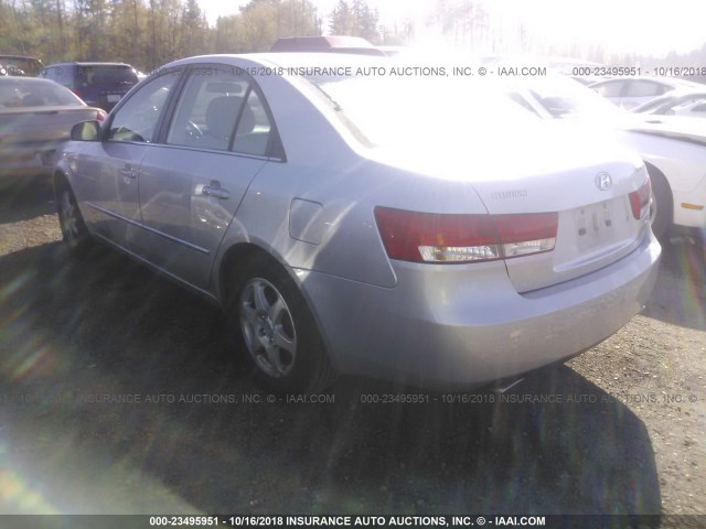 5NPEU46F36H026911 - 2006 HYUNDAI SONATA GLS/LX SILVER photo 3