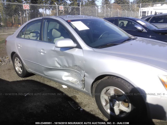 5NPEU46F36H026911 - 2006 HYUNDAI SONATA GLS/LX SILVER photo 6