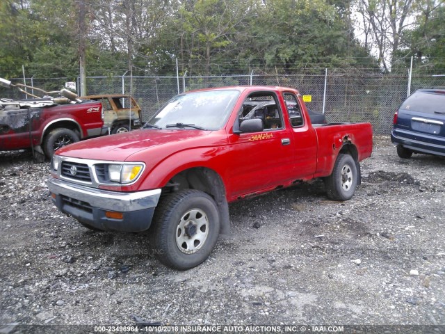 4TAWN72N3VZ228036 - 1997 TOYOTA TACOMA XTRACAB RED photo 2