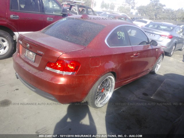 WBAUC73578VF22289 - 2008 BMW 135 I ORANGE photo 4