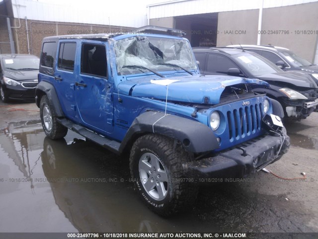 1C4BJWDGXGL224577 - 2016 JEEP WRANGLER UNLIMITE SPORT BLUE photo 1