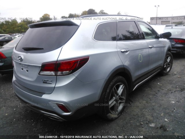 KM8SRDHF4JU270353 - 2018 HYUNDAI SANTA FE SE/LIMITED SILVER photo 4