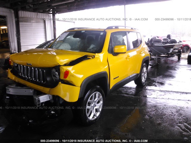 ZACCJBBT1FPC16391 - 2015 JEEP RENEGADE LATITUDE YELLOW photo 2