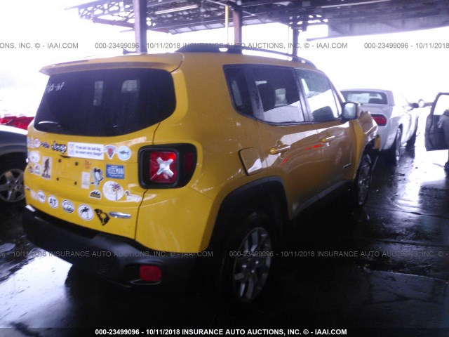 ZACCJBBT1FPC16391 - 2015 JEEP RENEGADE LATITUDE YELLOW photo 4