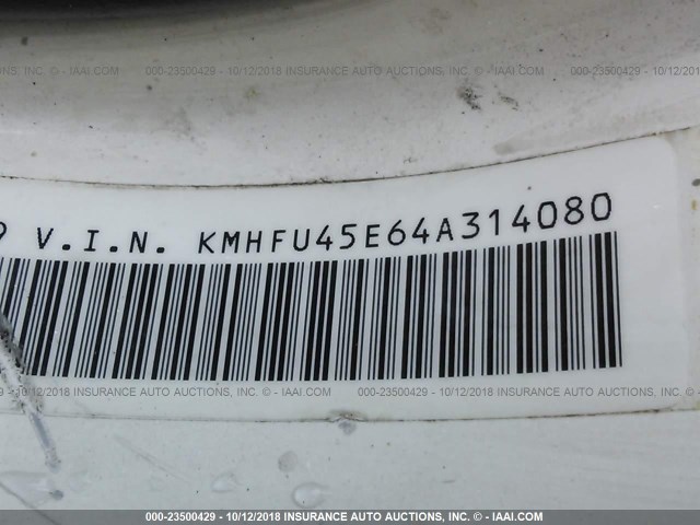 KMHFU45E64A314080 - 2004 HYUNDAI XG 350 WHITE photo 9