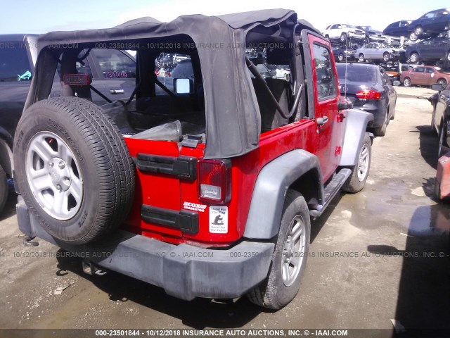 1C4AJWAGXCL259243 - 2012 JEEP WRANGLER SPORT RED photo 4