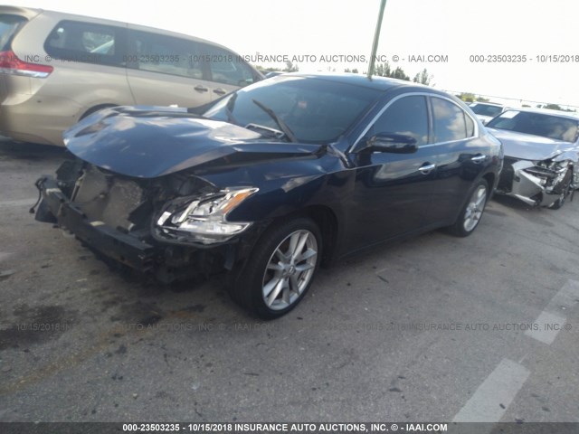 1N4AA5AP5EC452239 - 2014 NISSAN MAXIMA S/SV Dark Blue photo 2