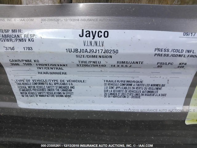 1UJBJ0AJ9J17J0250 - 2018 JAYCO FLIGHT SLX 7  Unknown photo 9