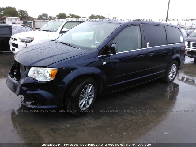 2C4RDGCG5ER462550 - 2014 DODGE GRAND CARAVAN SXT BLUE photo 2