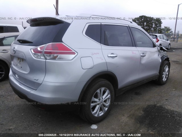 KNMAT2MT1FP551095 - 2015 NISSAN ROGUE S/SL/SV SILVER photo 4