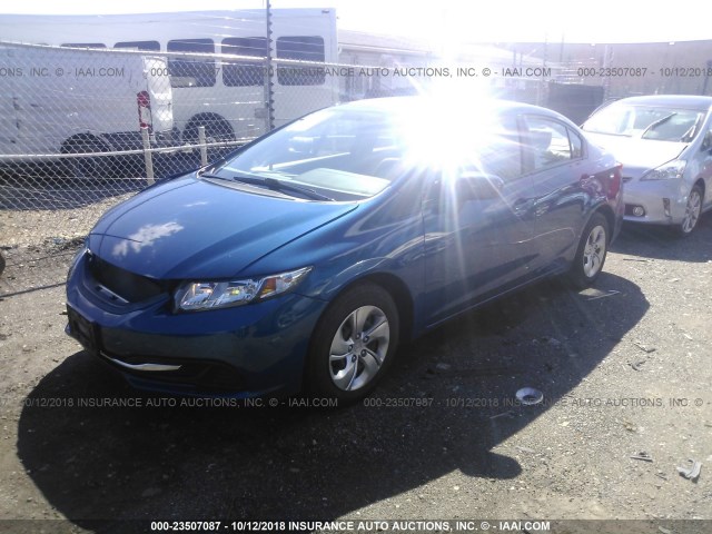 19XFB2F51FE225451 - 2015 HONDA CIVIC BLUE photo 2