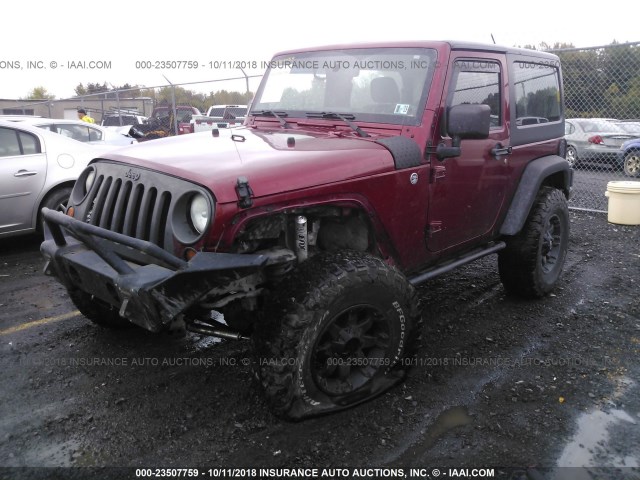 1C4AJWAG3CL285697 - 2012 JEEP WRANGLER SPORT MAROON photo 2