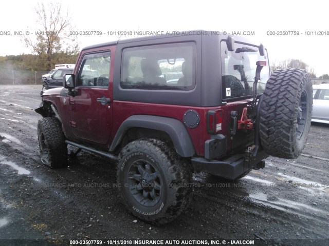 1C4AJWAG3CL285697 - 2012 JEEP WRANGLER SPORT MAROON photo 3