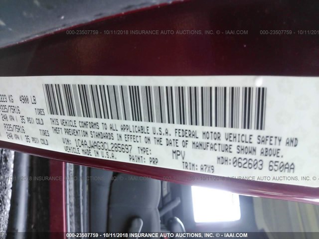 1C4AJWAG3CL285697 - 2012 JEEP WRANGLER SPORT MAROON photo 9