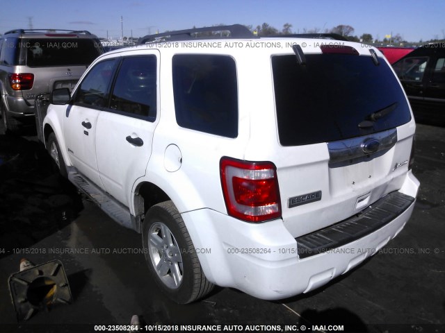 1FMCU4K38BKA76438 - 2011 FORD ESCAPE HYBRID WHITE photo 3