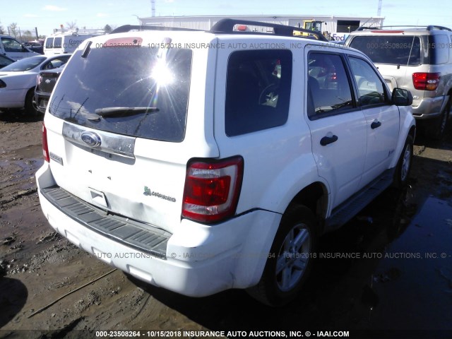 1FMCU4K38BKA76438 - 2011 FORD ESCAPE HYBRID WHITE photo 4