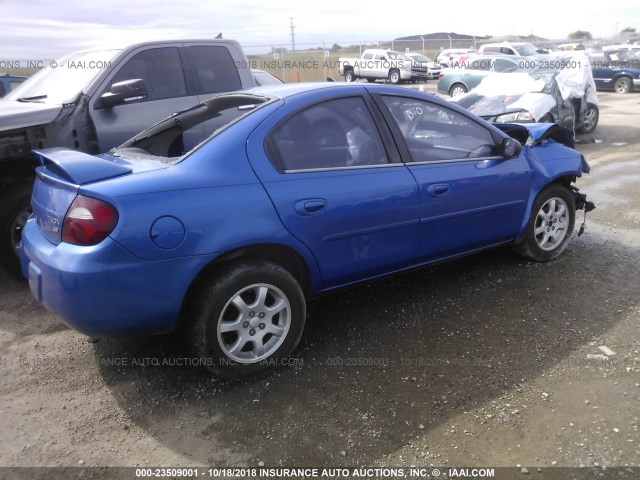 1B3ES56C65D144216 - 2005 DODGE NEON SXT BLUE photo 4