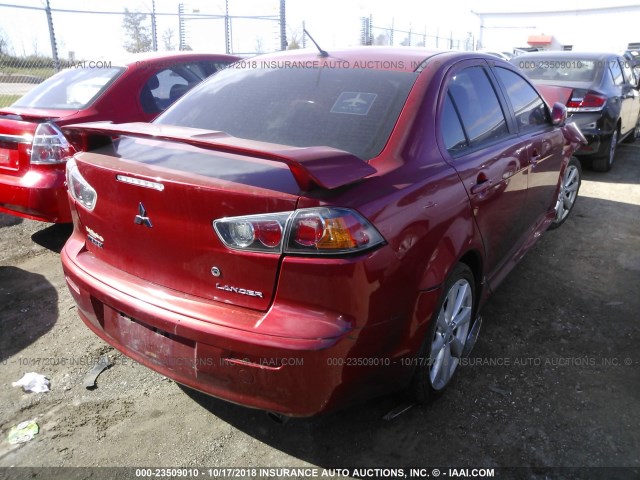 JA32U8FW6CU013533 - 2012 MITSUBISHI LANCER GT RED photo 4