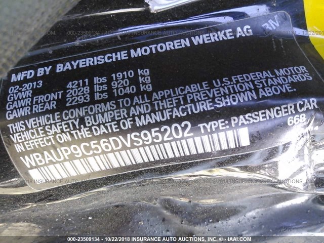 WBAUP9C56DVS95202 - 2013 BMW 128 I BLACK photo 9