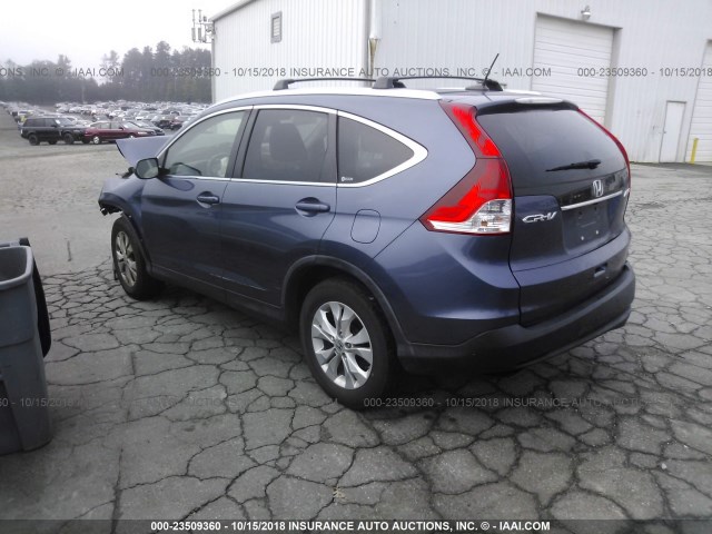 JHLRM4H73CC005428 - 2012 HONDA CR-V EXL BLUE photo 3