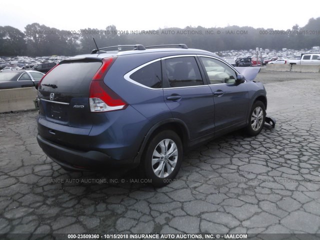 JHLRM4H73CC005428 - 2012 HONDA CR-V EXL BLUE photo 4