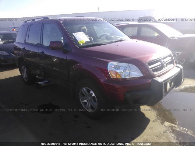 2HKYF18525H533243 - 2005 HONDA PILOT EXL RED photo 1