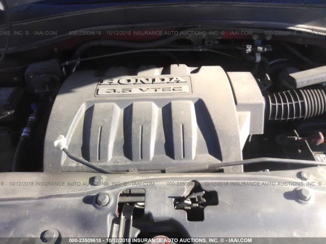 2HKYF18525H533243 - 2005 HONDA PILOT EXL RED photo 10