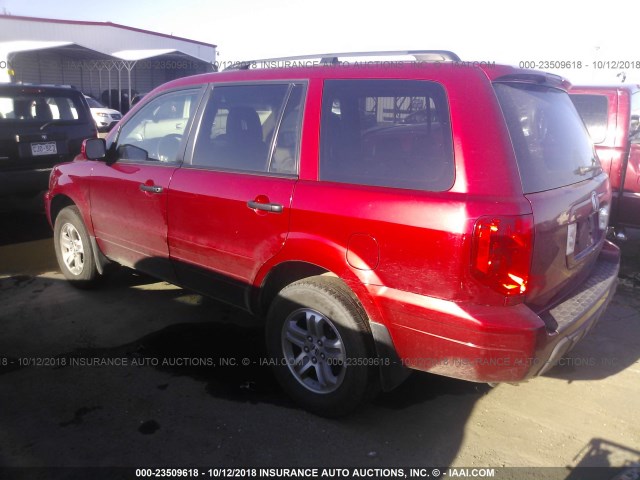 2HKYF18525H533243 - 2005 HONDA PILOT EXL RED photo 3