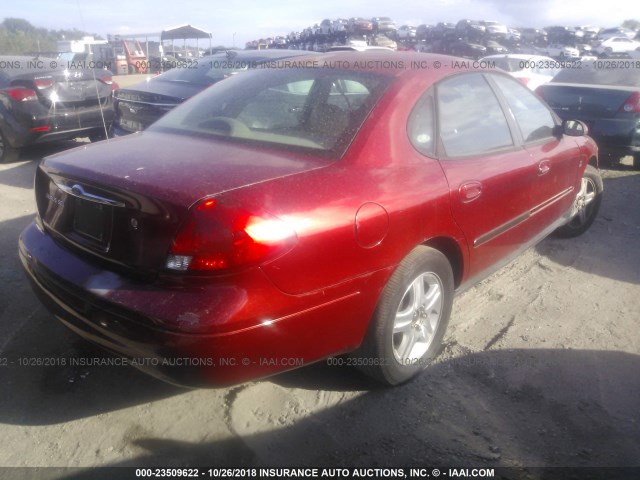 1FAFP56S3YG289590 - 2000 FORD TAURUS SEL RED photo 4