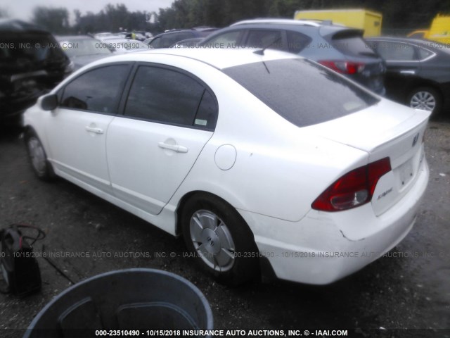 JHMFA36267S024821 - 2007 HONDA CIVIC HYBRID WHITE photo 3