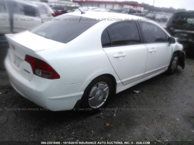 JHMFA36267S024821 - 2007 HONDA CIVIC HYBRID WHITE photo 4