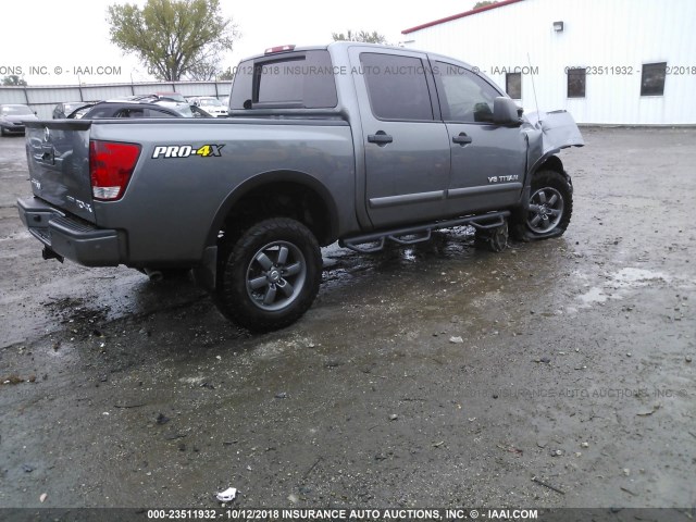 1N6BA0EC0FN511905 - 2015 NISSAN TITAN S/SV/SL/PRO-4X GRAY photo 4