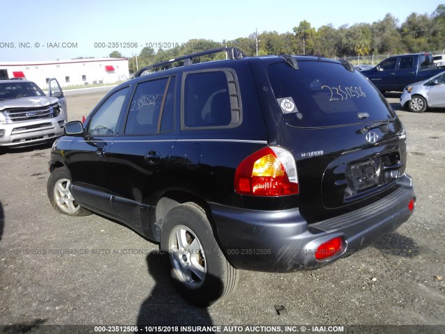 KM8SC13D54U622186 - 2004 HYUNDAI SANTA FE GLS/LX BLACK photo 3