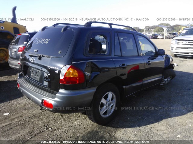 KM8SC13D54U622186 - 2004 HYUNDAI SANTA FE GLS/LX BLACK photo 4