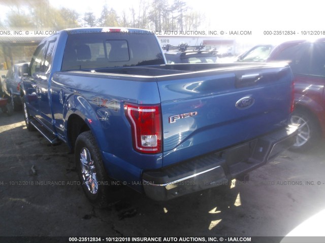 1FTEX1E88GFA78216 - 2016 FORD F150 SUPER CAB BLUE photo 3