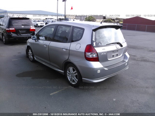 JHMGD38667S020053 - 2007 HONDA FIT S GRAY photo 3