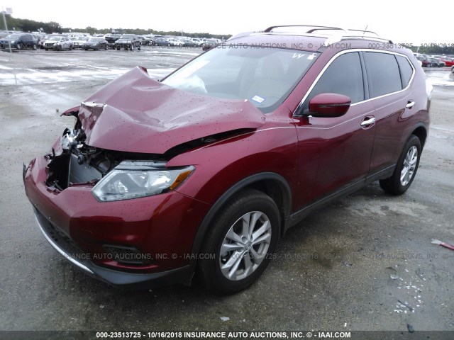 KNMAT2MT0GP722470 - 2016 NISSAN ROGUE S/SL/SV RED photo 2