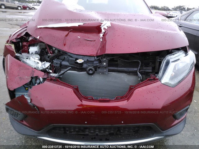 KNMAT2MT0GP722470 - 2016 NISSAN ROGUE S/SL/SV RED photo 6