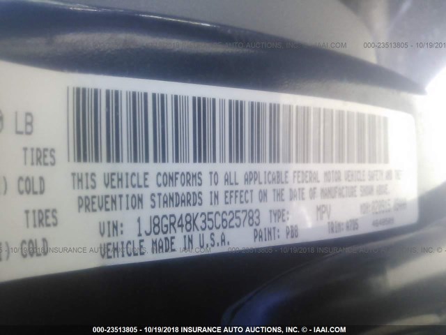 1J8GR48K35C625783 - 2005 JEEP GRAND CHEROKEE LAREDO/COLUMBIA/FREEDOM 蓝色 照片 9