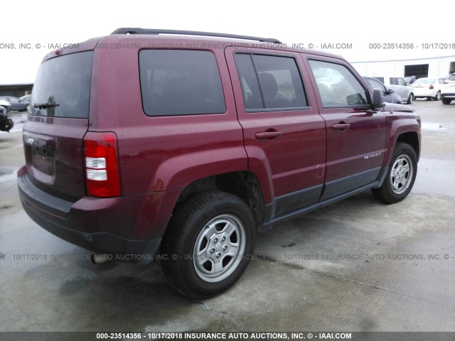 1C4NJPBA3GD688256 - 2016 JEEP PATRIOT SPORT MAROON photo 4