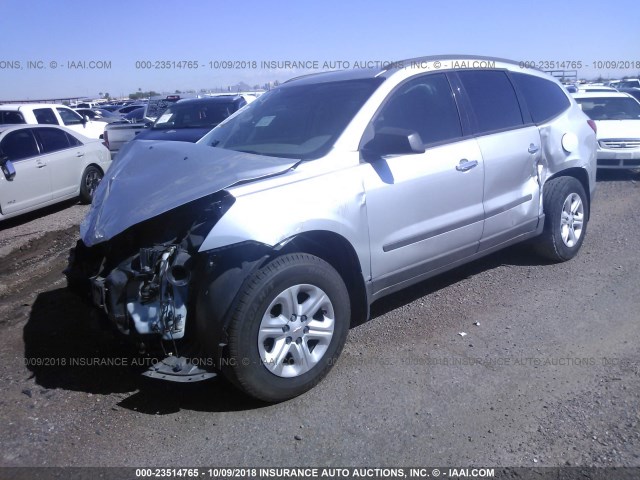 1GNKRFED6CJ382294 - 2012 CHEVROLET TRAVERSE LS SILVER photo 2