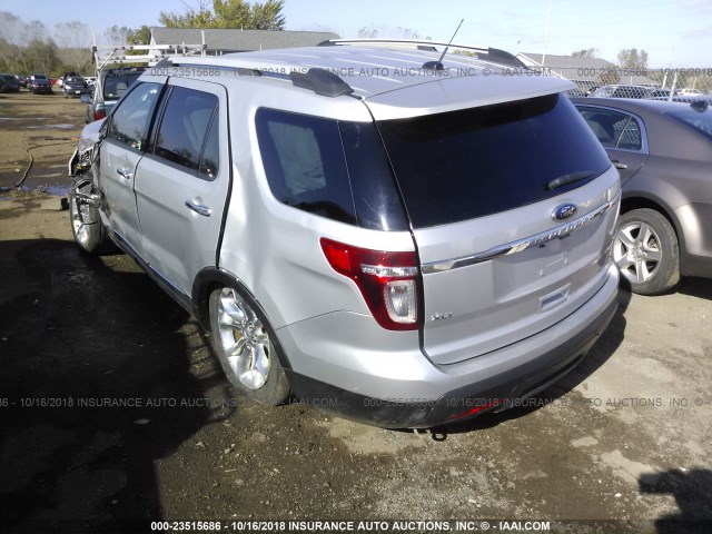 1FM5K8D89EGB89207 - 2014 FORD EXPLORER XLT SILVER photo 3