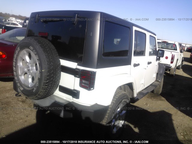 1C4BJWEG2FL565176 - 2015 JEEP WRANGLER UNLIMITE SAHARA WHITE photo 4