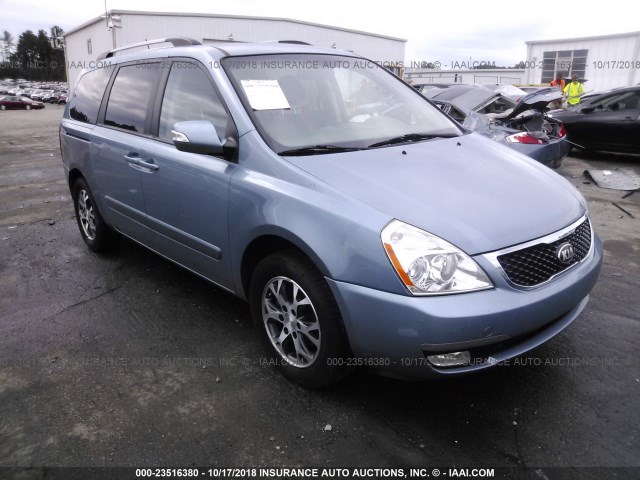 KNDMG4C76E6554788 - 2014 KIA SEDONA LX BLUE photo 1