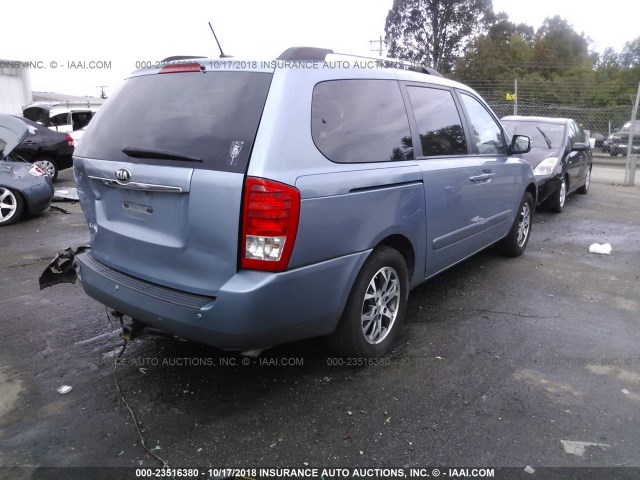 KNDMG4C76E6554788 - 2014 KIA SEDONA LX BLUE photo 4