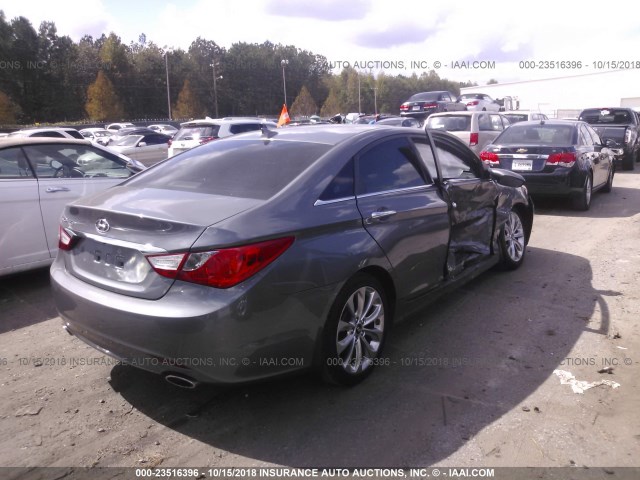 5NPEC4AC8DH663032 - 2013 HYUNDAI SONATA SE/LIMITED GRAY photo 4