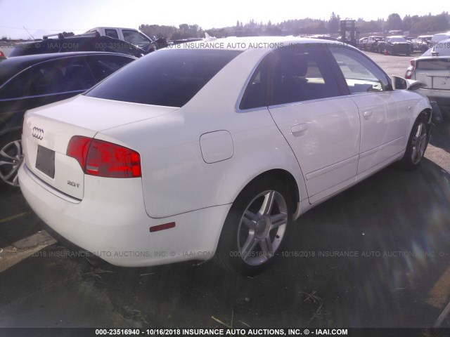 WAUAF78E67A281217 - 2007 AUDI A4 2/TURBO WHITE photo 4