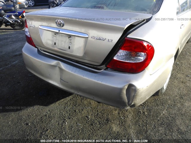 JTDBE32K740264588 - 2004 TOYOTA CAMRY LE/XLE GOLD photo 6